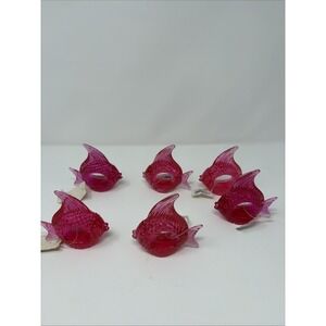 Acrylic Pink Angel Fish Napkin Holders Set Of 6‎ NWT Made In Taiwan READ Desc
